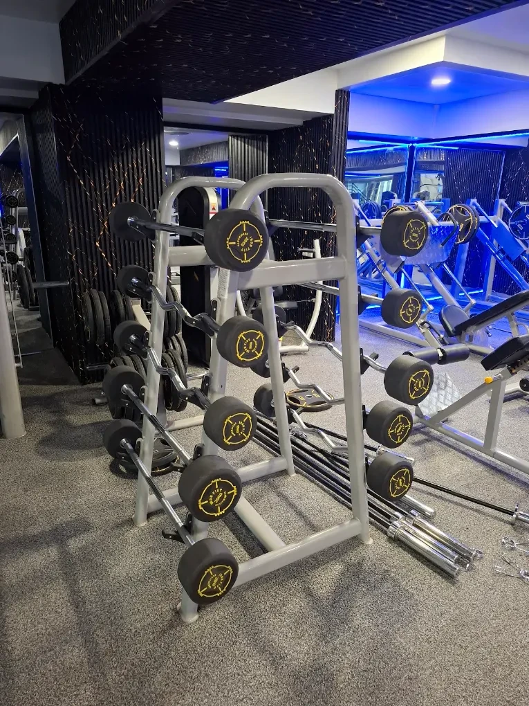 Free weight rack at Fit Pro Gym